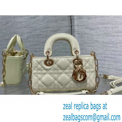 dior Lady D-Joy Micro Bag in patent leather white 2023