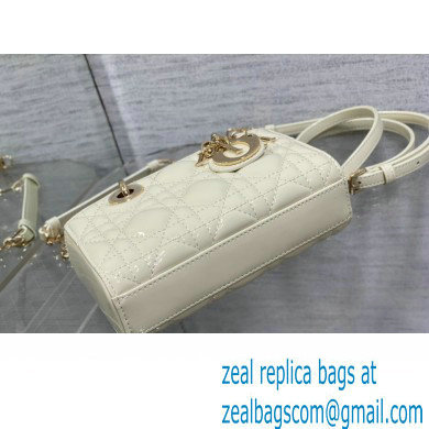 dior Lady D-Joy Micro Bag in patent leather white 2023 - Click Image to Close