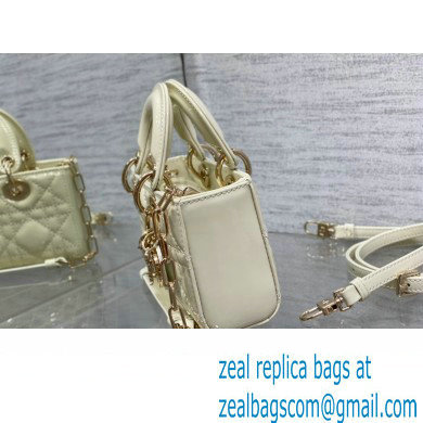 dior Lady D-Joy Micro Bag in patent leather white 2023 - Click Image to Close