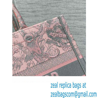 dior Pink and Gray Toile de Jouy Sauvage Embroidery medium book tote 2023