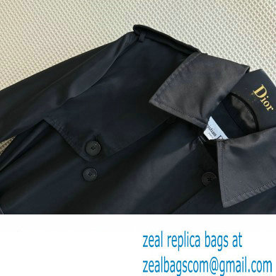 dior black cotton trench coat with belt 2023