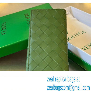 Bottega Veneta Intrecciato leather Long Wallet 676593 Green - Click Image to Close