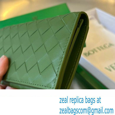 Bottega Veneta Intrecciato leather Long Wallet 676593 Green - Click Image to Close