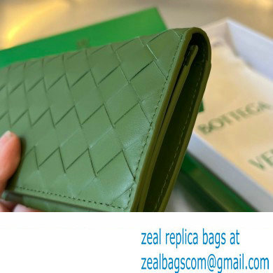 Bottega Veneta Intrecciato leather Long Wallet 676593 Green