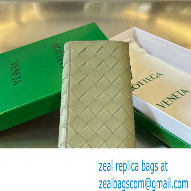Bottega Veneta Intrecciato leather Long Wallet 676593 Light Green - Click Image to Close