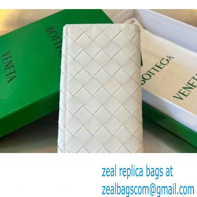 Bottega Veneta Intrecciato leather Long Wallet 676593 White/Green - Click Image to Close