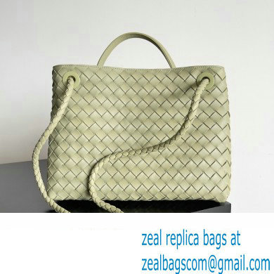 Bottega Veneta Intrecciato leather Medium Andiamo top handle Bag Light Green - Click Image to Close