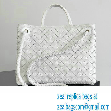 Bottega Veneta Intrecciato leather Medium Andiamo top handle Bag White