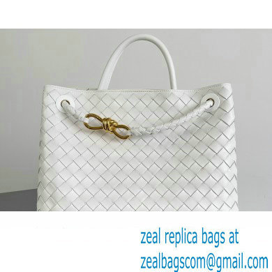 Bottega Veneta Intrecciato leather Medium Andiamo top handle Bag White