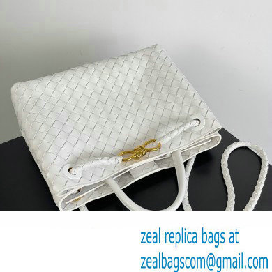 Bottega Veneta Intrecciato leather Medium Andiamo top handle Bag White - Click Image to Close