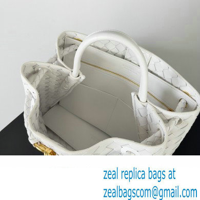 Bottega Veneta Intrecciato leather Medium Andiamo top handle Bag White