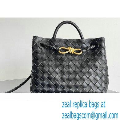 Bottega Veneta Intrecciato leather Small Andiamo top handle Bag Black