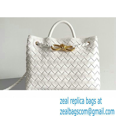 Bottega Veneta Intrecciato leather Small Andiamo top handle Bag White - Click Image to Close