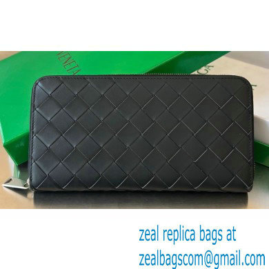 Bottega Veneta Intrecciato leather Zip Around Wallet 593217 Black/Green