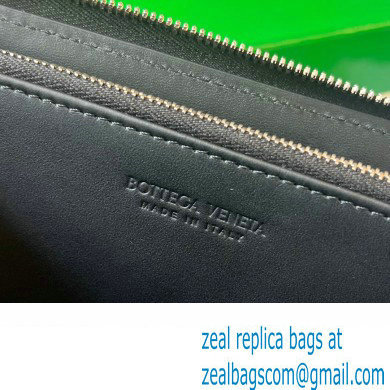 Bottega Veneta Intrecciato leather Zip Around Wallet 593217 Black - Click Image to Close