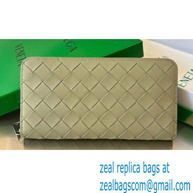 Bottega Veneta Intrecciato leather Zip Around Wallet 593217 Light Green - Click Image to Close