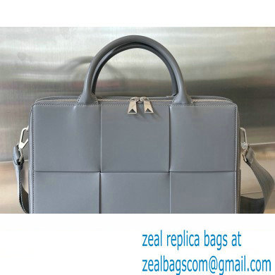Bottega Veneta Intreccio leather Arco Briefcase Bag with detachable strap Gray - Click Image to Close