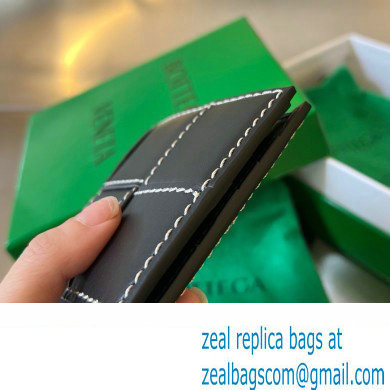 Bottega Veneta Intreccio leather Cassette Bi-Fold Wallet with edge-stitching detail 743004 Black - Click Image to Close