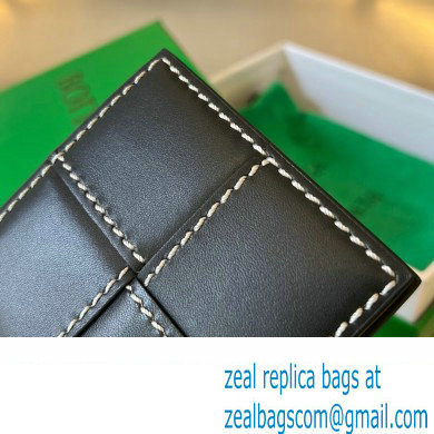 Bottega Veneta Intreccio leather Cassette Bi-Fold Wallet with edge-stitching detail 743004 Black
