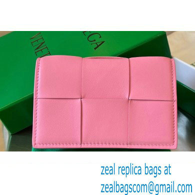 Bottega Veneta Intreccio leather Cassette Business Card Case 651396 Pink - Click Image to Close