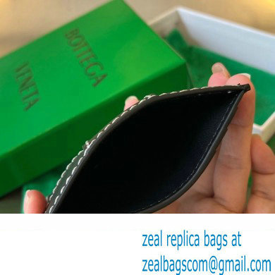 Bottega Veneta Intreccio leather Cassette Credit Card Case with edge-stitching detail 748052 Black