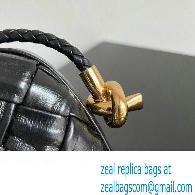 Bottega Veneta Knot On Strap Foulard intreccio leather minaudiere with strap Bag Black