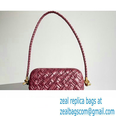 Bottega Veneta Knot On Strap Foulard intreccio leather minaudiere with strap Bag Burgundy