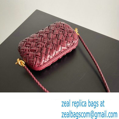 Bottega Veneta Knot On Strap Foulard intreccio leather minaudiere with strap Bag Burgundy