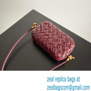 Bottega Veneta Knot On Strap Foulard intreccio leather minaudiere with strap Bag Burgundy