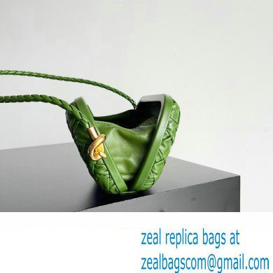 Bottega Veneta Knot On Strap Foulard intreccio leather minaudiere with strap Bag Dark Green