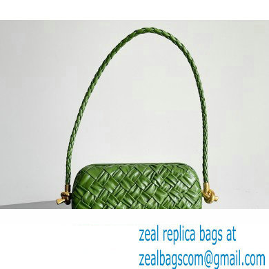 Bottega Veneta Knot On Strap Foulard intreccio leather minaudiere with strap Bag Dark Green