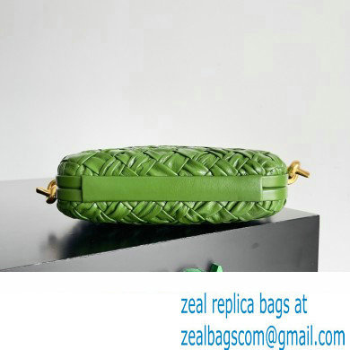 Bottega Veneta Knot On Strap Foulard intreccio leather minaudiere with strap Bag Dark Green