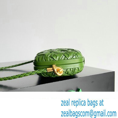 Bottega Veneta Knot On Strap Foulard intreccio leather minaudiere with strap Bag Dark Green