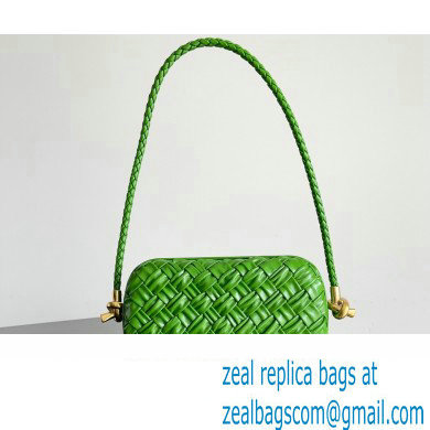 Bottega Veneta Knot On Strap Foulard intreccio leather minaudiere with strap Bag Green