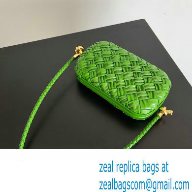 Bottega Veneta Knot On Strap Foulard intreccio leather minaudiere with strap Bag Green