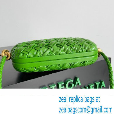 Bottega Veneta Knot On Strap Foulard intreccio leather minaudiere with strap Bag Green