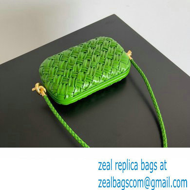Bottega Veneta Knot On Strap Foulard intreccio leather minaudiere with strap Bag Green