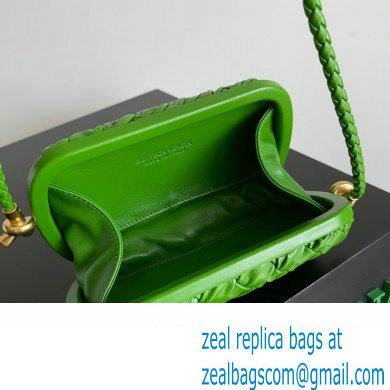 Bottega Veneta Knot On Strap Foulard intreccio leather minaudiere with strap Bag Green