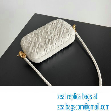 Bottega Veneta Knot On Strap Foulard intreccio leather minaudiere with strap Bag White