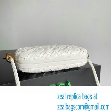 Bottega Veneta Knot On Strap Foulard intreccio leather minaudiere with strap Bag White