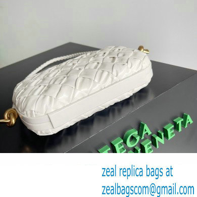 Bottega Veneta Knot On Strap Foulard intreccio leather minaudiere with strap Bag White