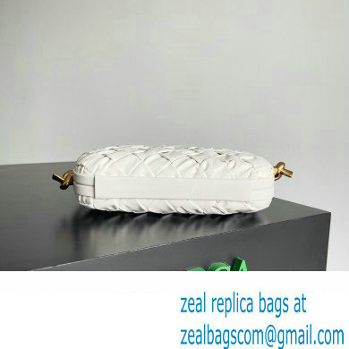 Bottega Veneta Knot On Strap Foulard intreccio leather minaudiere with strap Bag White