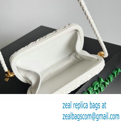 Bottega Veneta Knot On Strap Foulard intreccio leather minaudiere with strap Bag White