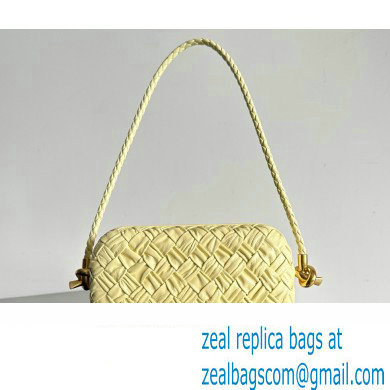 Bottega Veneta Knot On Strap Foulard intreccio leather minaudiere with strap Bag Yellow