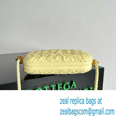 Bottega Veneta Knot On Strap Foulard intreccio leather minaudiere with strap Bag Yellow
