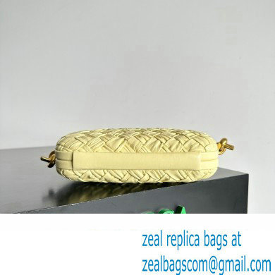 Bottega Veneta Knot On Strap Foulard intreccio leather minaudiere with strap Bag Yellow
