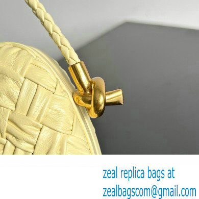 Bottega Veneta Knot On Strap Foulard intreccio leather minaudiere with strap Bag Yellow