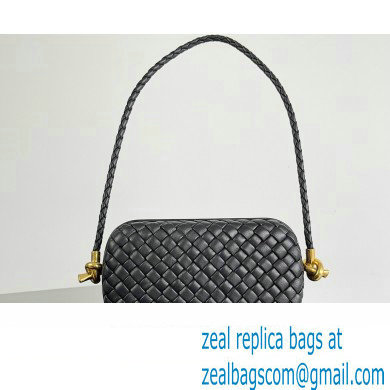 Bottega Veneta Knot On Strap Padded intreccio leather minaudiere with strap Bag Black