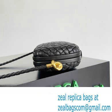 Bottega Veneta Knot On Strap Padded intreccio leather minaudiere with strap Bag Black