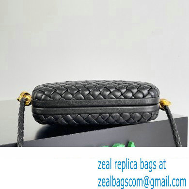 Bottega Veneta Knot On Strap Padded intreccio leather minaudiere with strap Bag Black